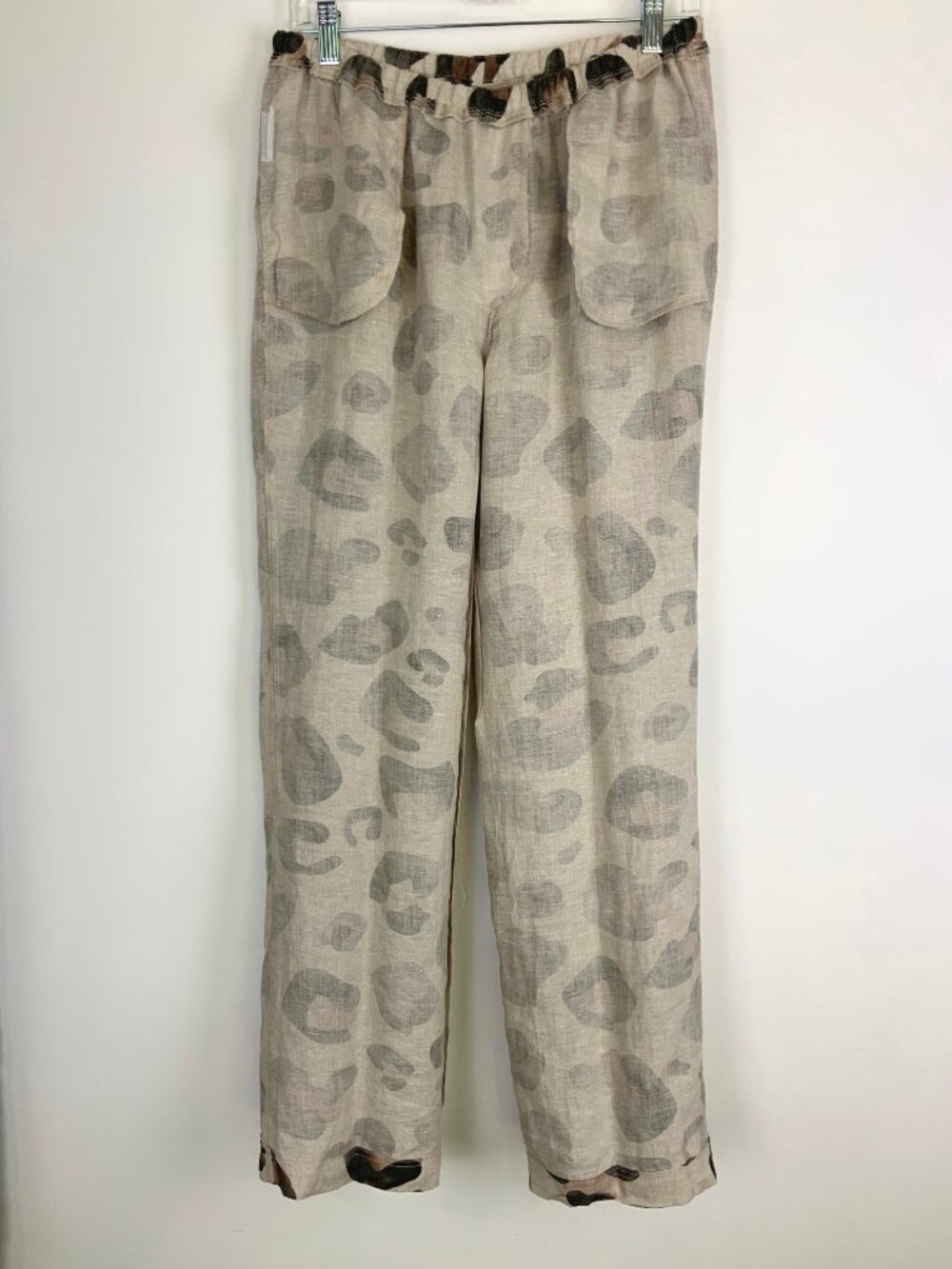 New Watercolor Leopard Print Linen Pants from iLinen Lifestyle Sz M - Picture 12 of 16